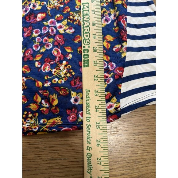 Lee Size Large Floral Striped‎ Blouse Blocked Style Sleeveless Top Blue Boho NWT - Picture 4 of 10